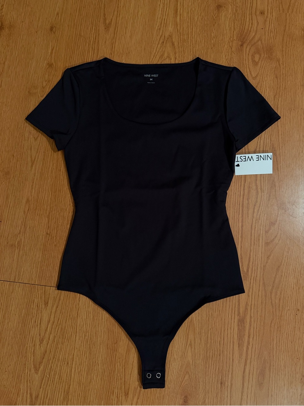 Nine West Black Short-Sleeve Bodysuit